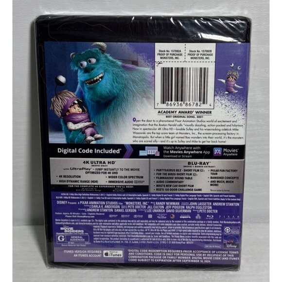 Monsters Inc 4K Ultra HD Bluray Digital Ultimate Collectors Edition Disney Pixar - Picture 2 of 5